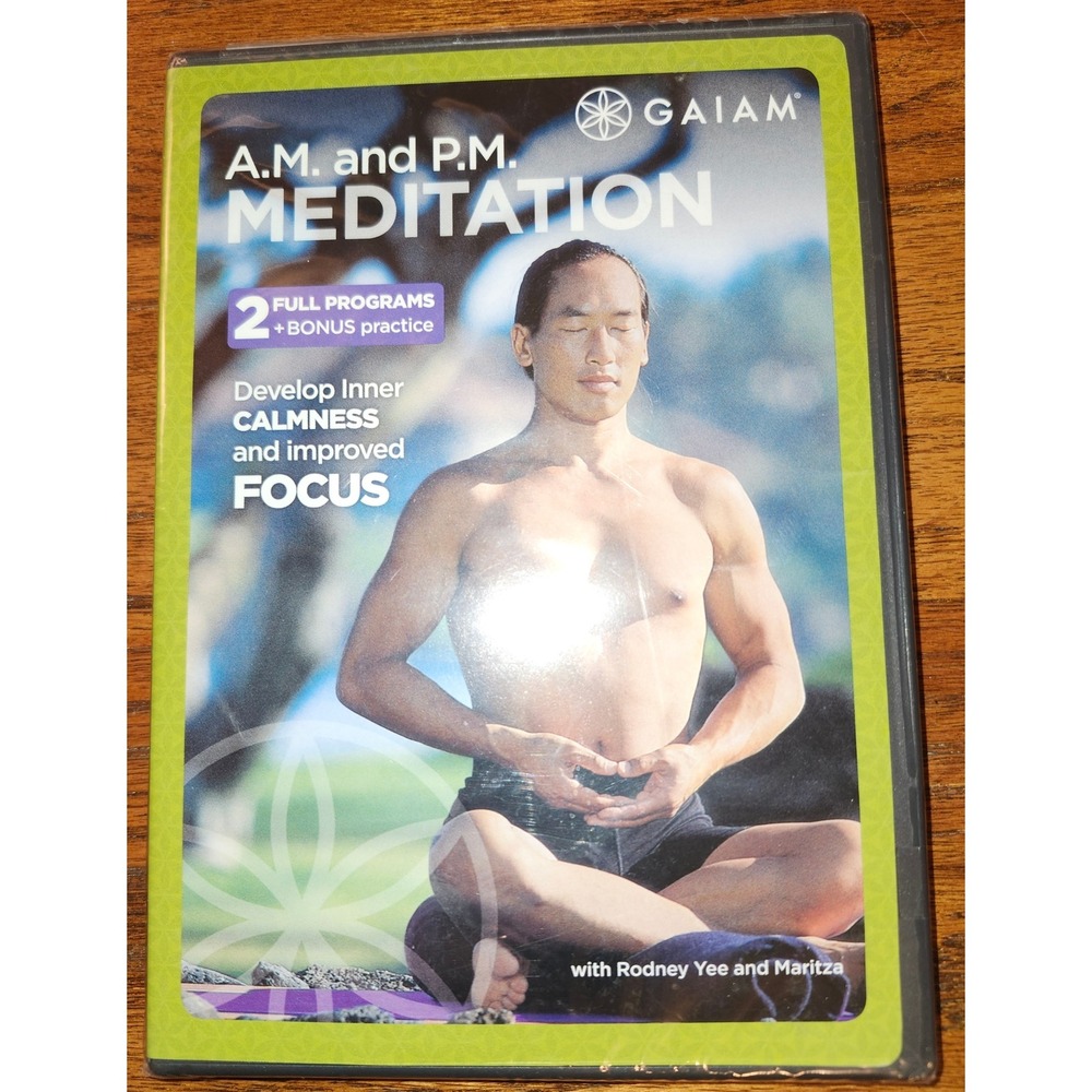 Gaiam AM and PM Meditation DVD Rodney Yee Maritza 2 Full Programs Bonus Practice